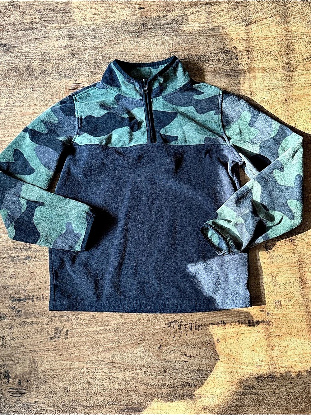 OshKosh B'gosh Boys Camo Print Quarter-Zip Microfleece Pullover 12/12A